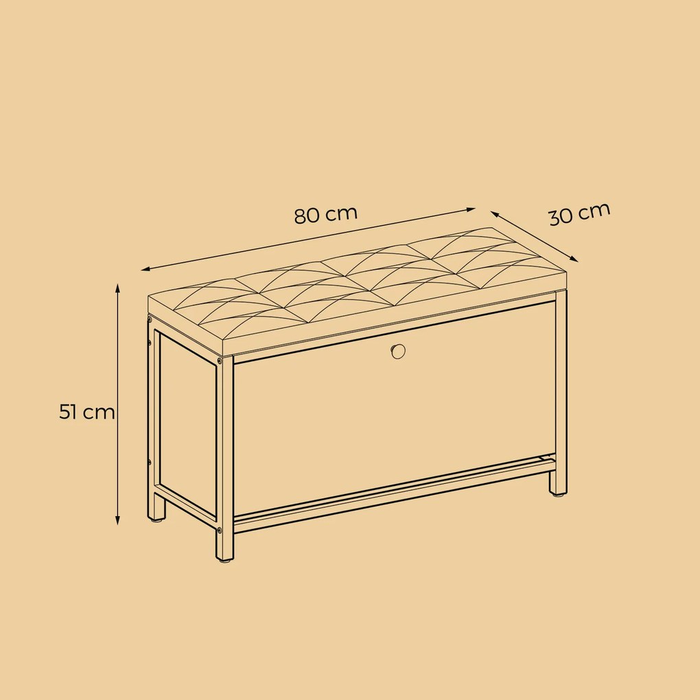 Banco sapateira 80 x 30 x 51 cm (C x L x A) castanho vintage-preto