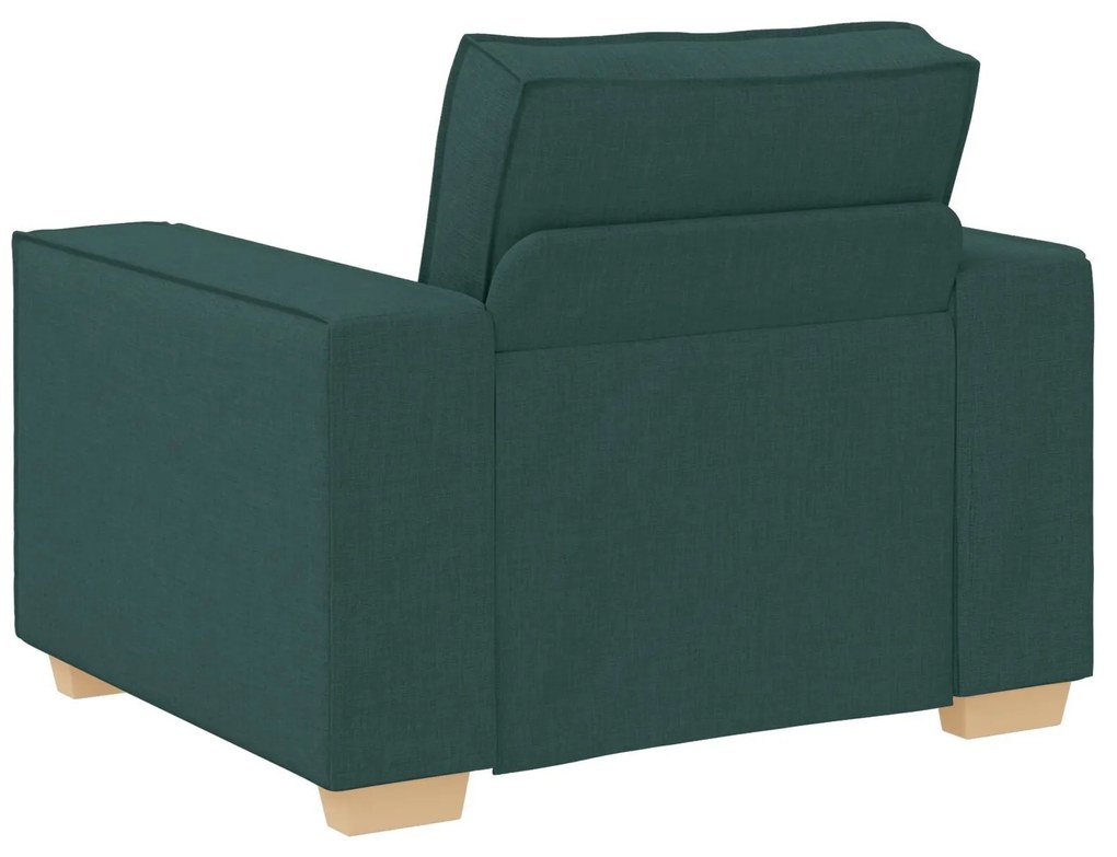 Conjunto de Sofá de 3 Peças com Almofadas em Tecido Verde Escuro