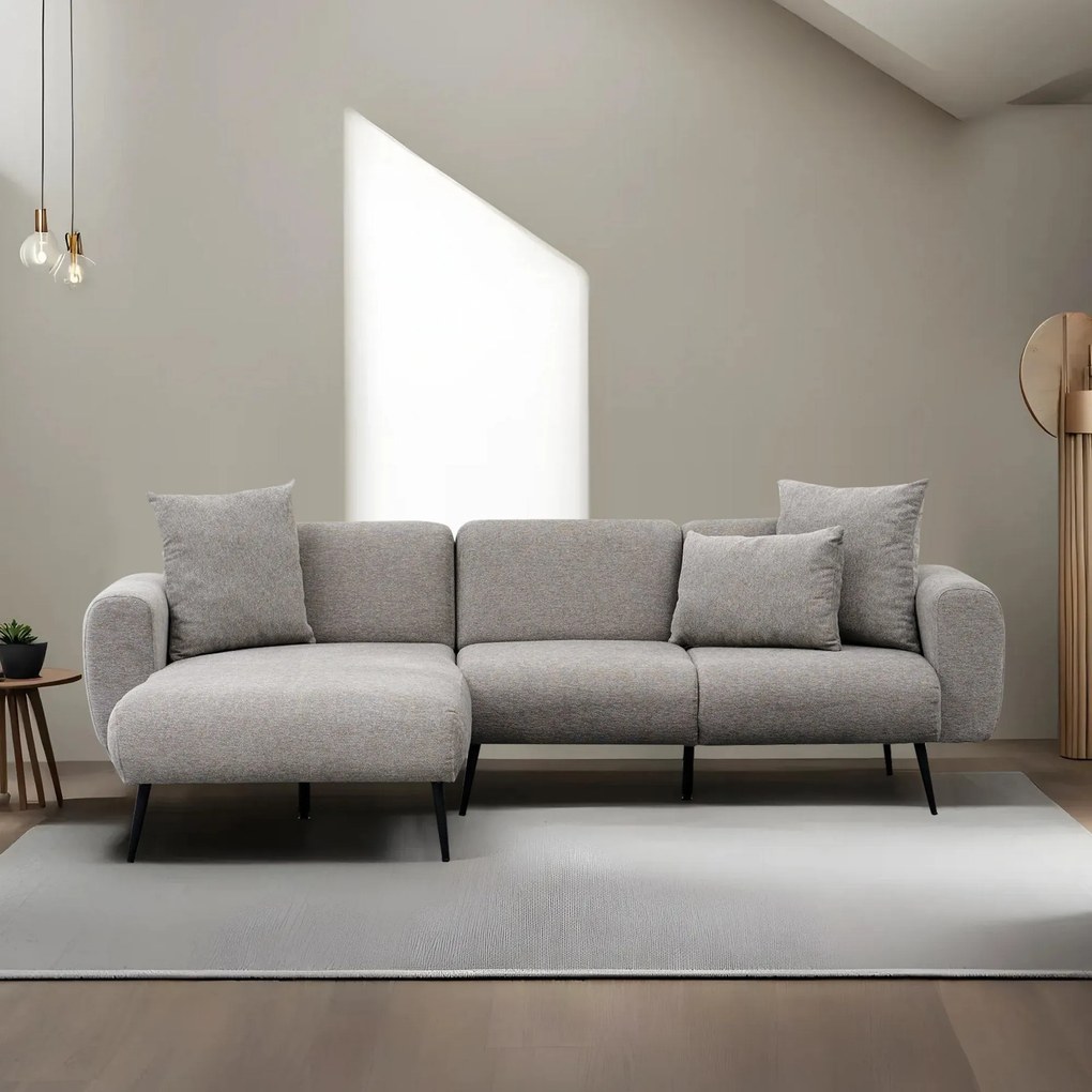 Sofá de Canto Side – Cinzento Claro – 252x77x82 cm