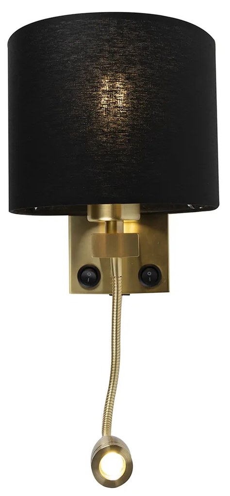 Candeeiro de Parede Inteligente Dourado com USB e Abajur Preto Incl. Wifi A60 - Brescia