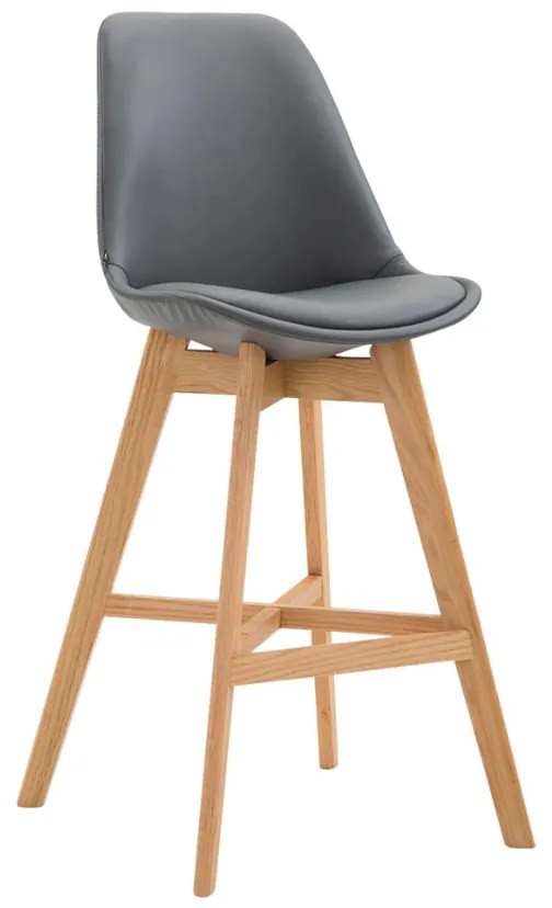 Banco de bar Cannes em couro sintético e com estrutura de Cor Natural 48 x 112 x 56 cm Cinzento