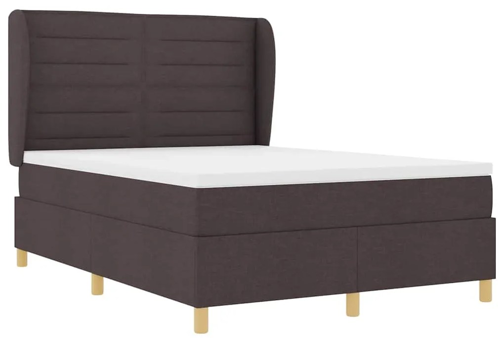 Estrutura de Cama com Colchão Marrom Escuro 140x190 cm Tecido