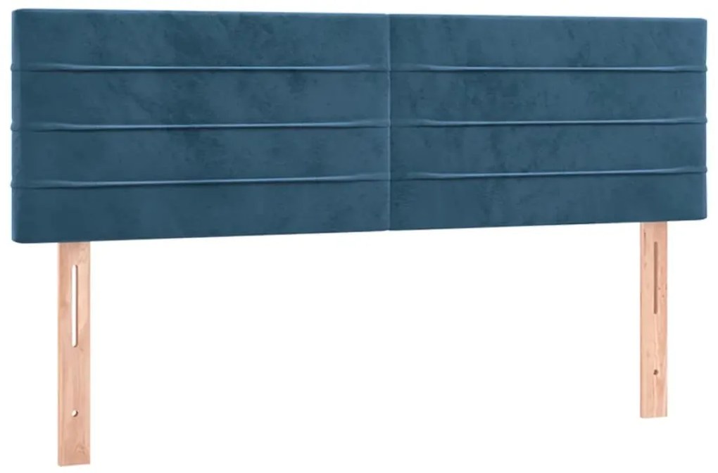 Cama box spring c/ colchão/LED 140x190 cm veludo azul-escuro