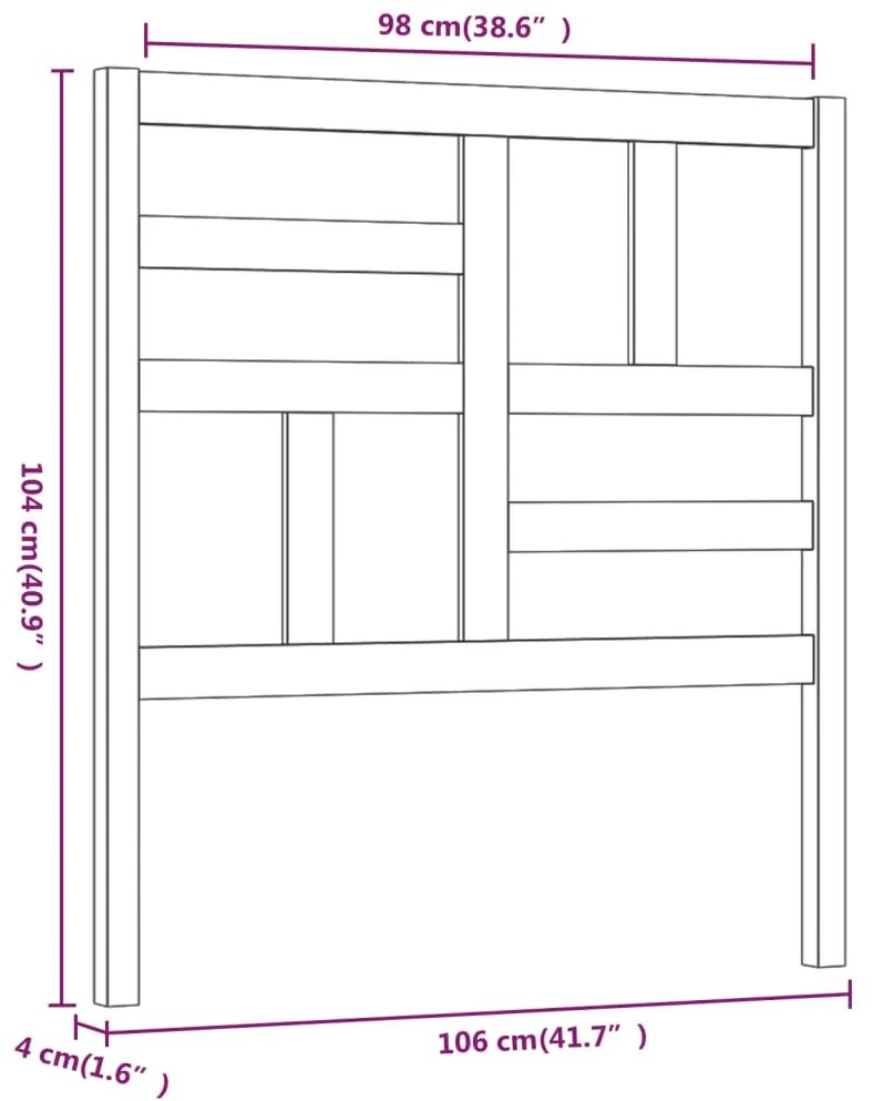 Cabeceira de cama 106x4x104 cm pinho maciço castanho mel