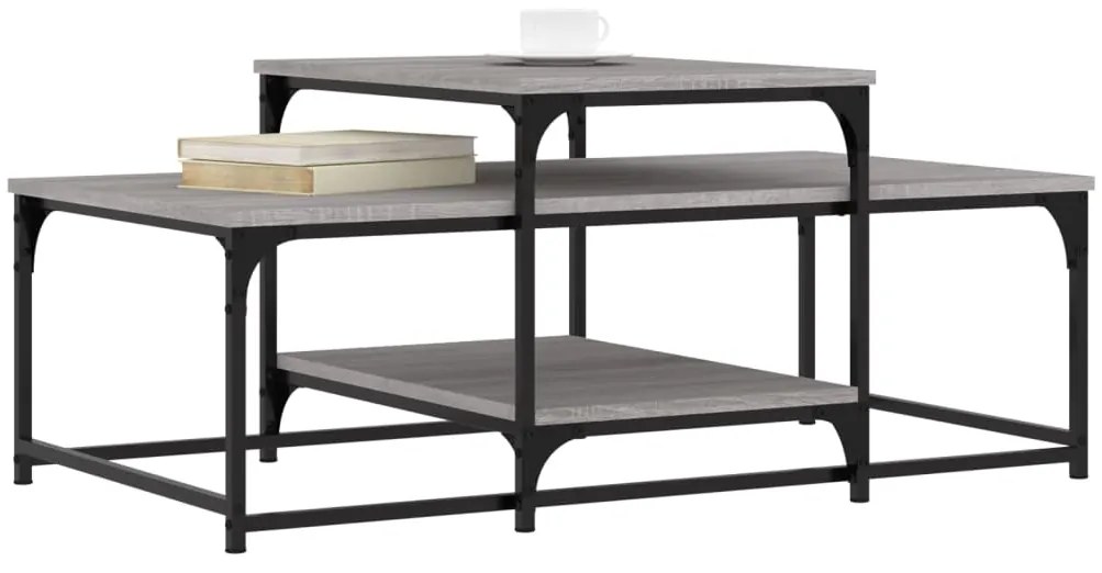 Mesa de centro 102x60x45 cm derivados madeira cinzento sonoma