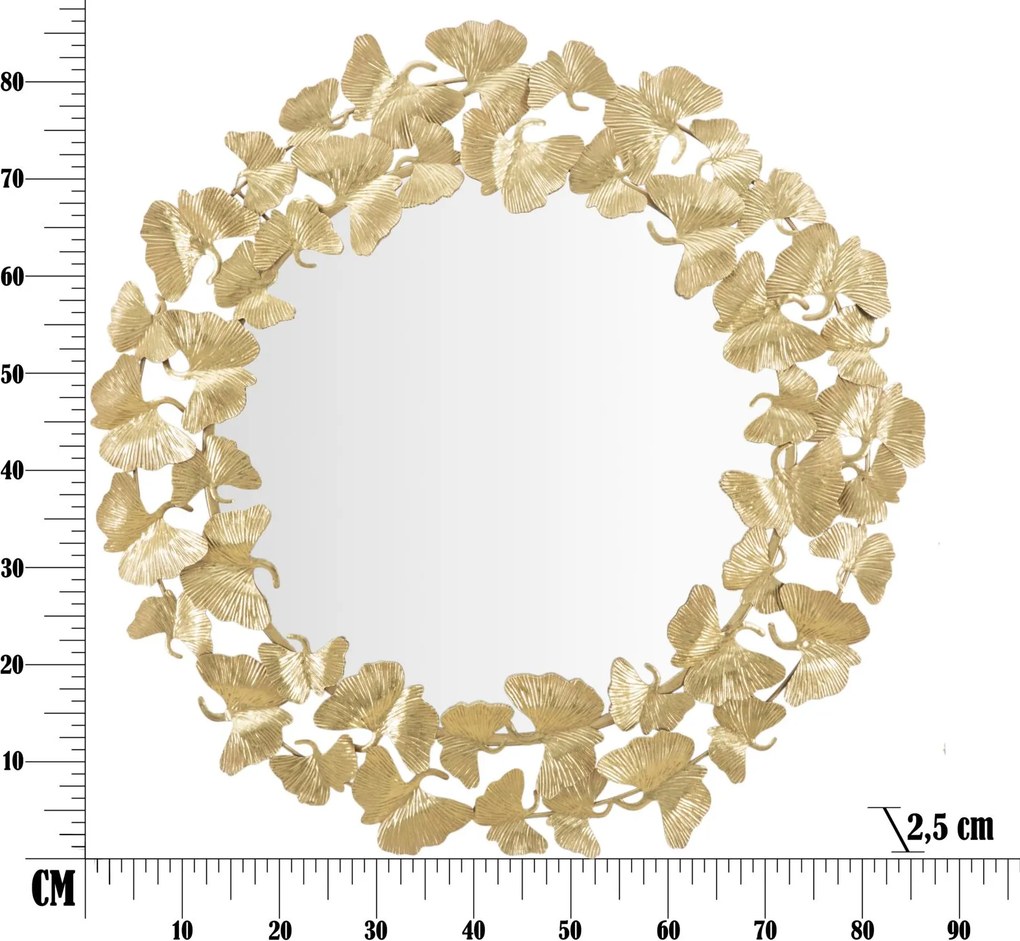 ESPELHO FOLHAS REDONDO Ø 87X2,5 CM DOURADO