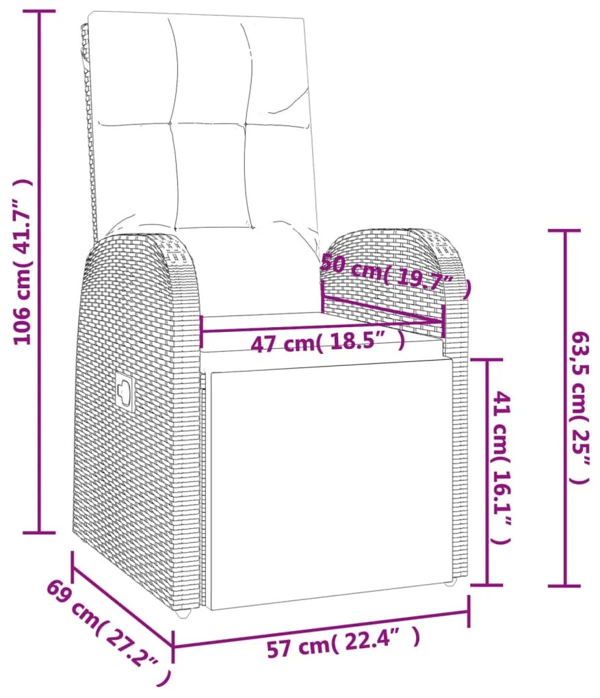 7 pcs conjunto de jantar p/ jardim vime PE/acácia maciça preto