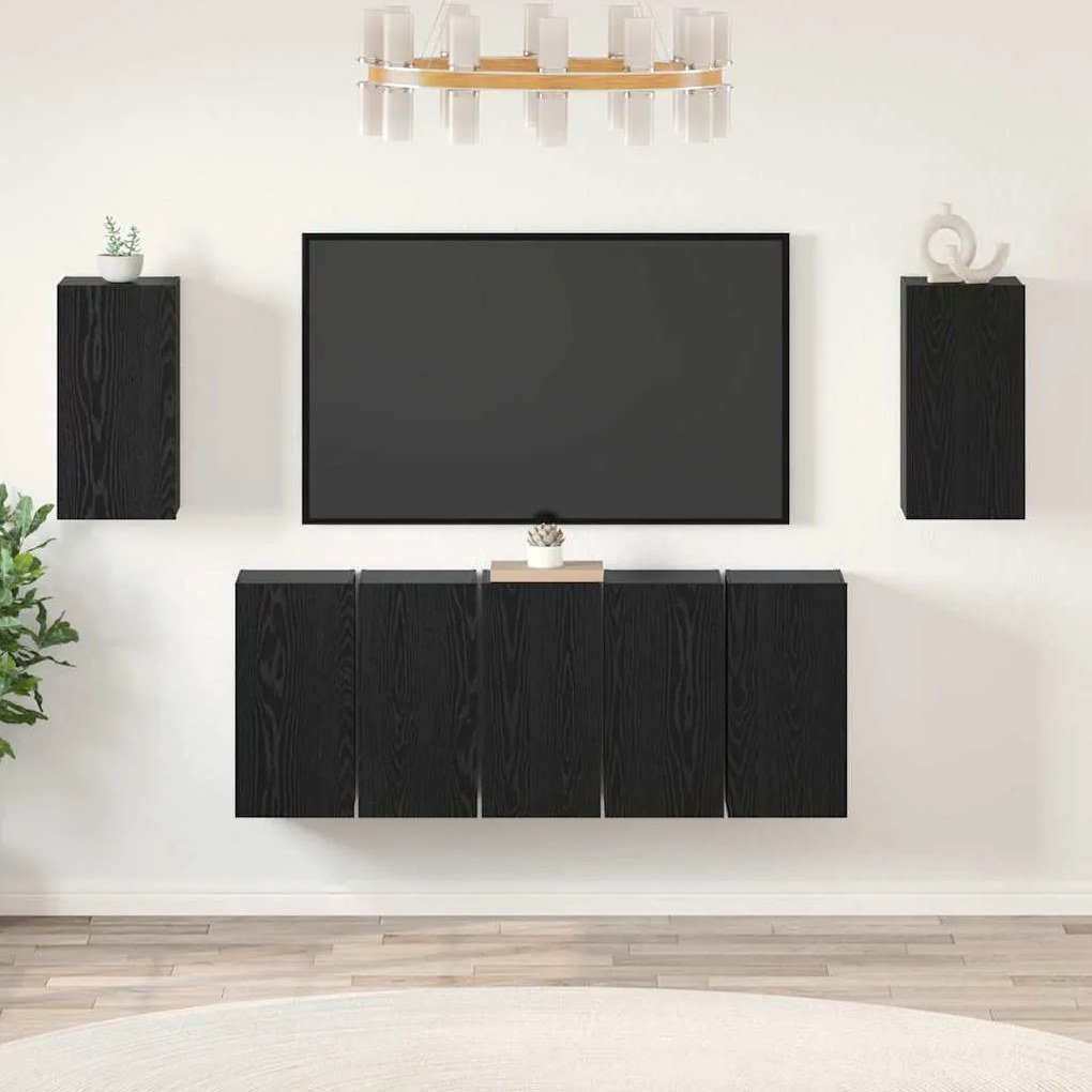 Conjunto de móvel de TV 7 pcs Carvalho preto 30.5 x 30 x 60 cm