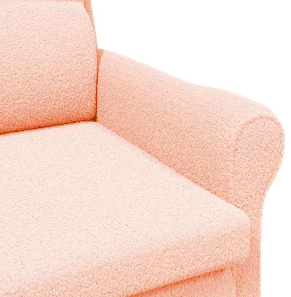 Poltrona Ergonómica Rosa Médio Tecido, Madeira