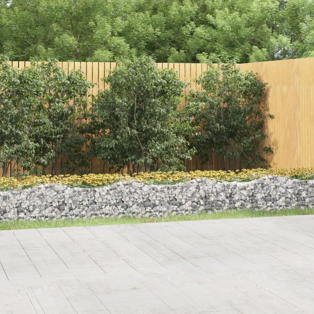 vidaXL Canteiro elevado gabião arqueado 800x100x50cm ferro galvanizado