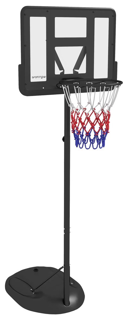 SPORTNOW Tabela de Basquetebol com Altura Ajustável 216-277 cm Aro de Basquetebol para Exterior com Rodas e Base Recarregável Preto