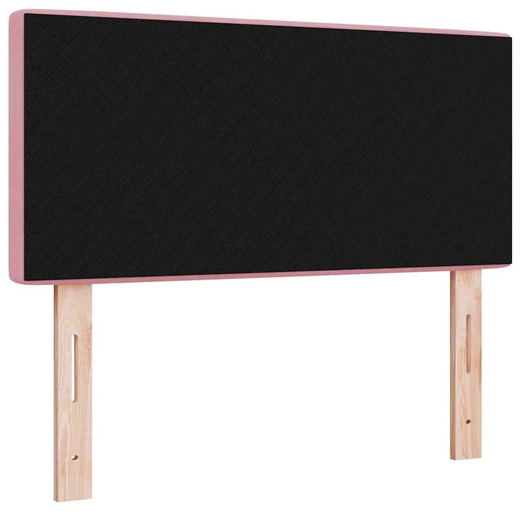 Cabeceira LED com botão de cristal em veludo rosa de 90 cm