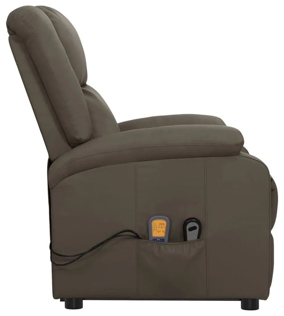 Poltrona de massagens elevatória couro artificial cinzento