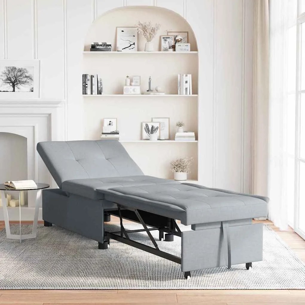 vidaXL Sofá-cama 3 em 1 - Sofá Retrátil em Tecido Cinza Claro