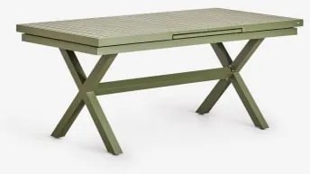 Rectangular Extensible Dining Table In Aluminum Karena Verde Azeitona Intenso & 180 - 240 X 90 Cm - Sklum