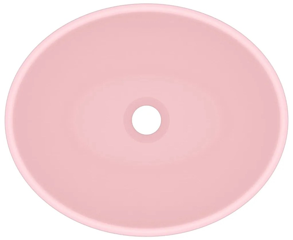 Lavatório luxuoso formato oval 40x33 cm cerâmica rosa mate