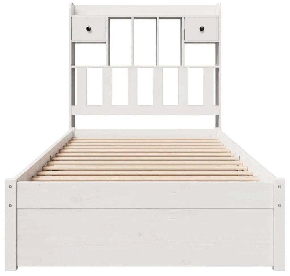 Cama com estante sem colchão 100x200 cm pinho maciço branco