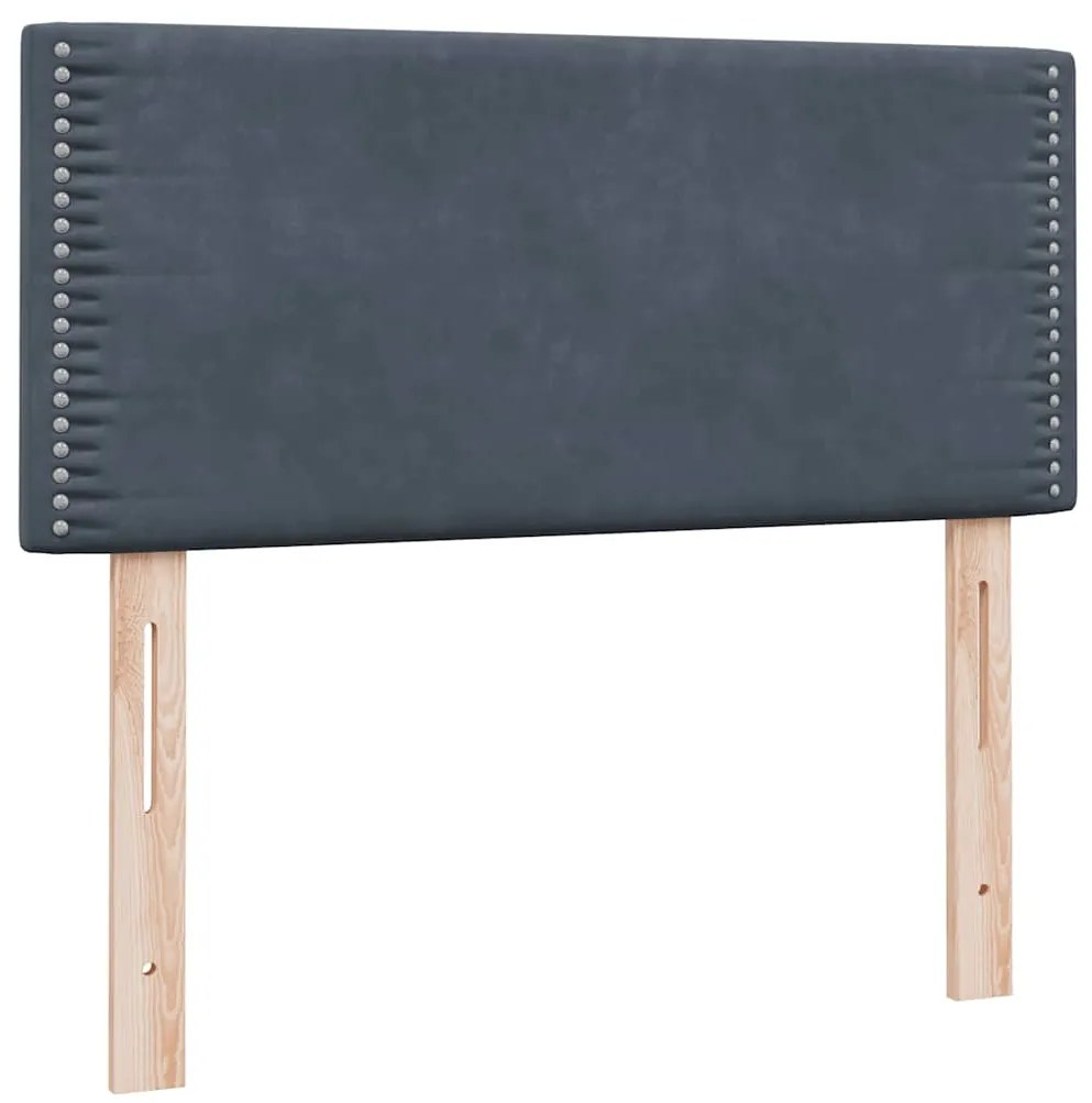 Cama com molas/colchão 90x220 cm veludo cinzento-escuro