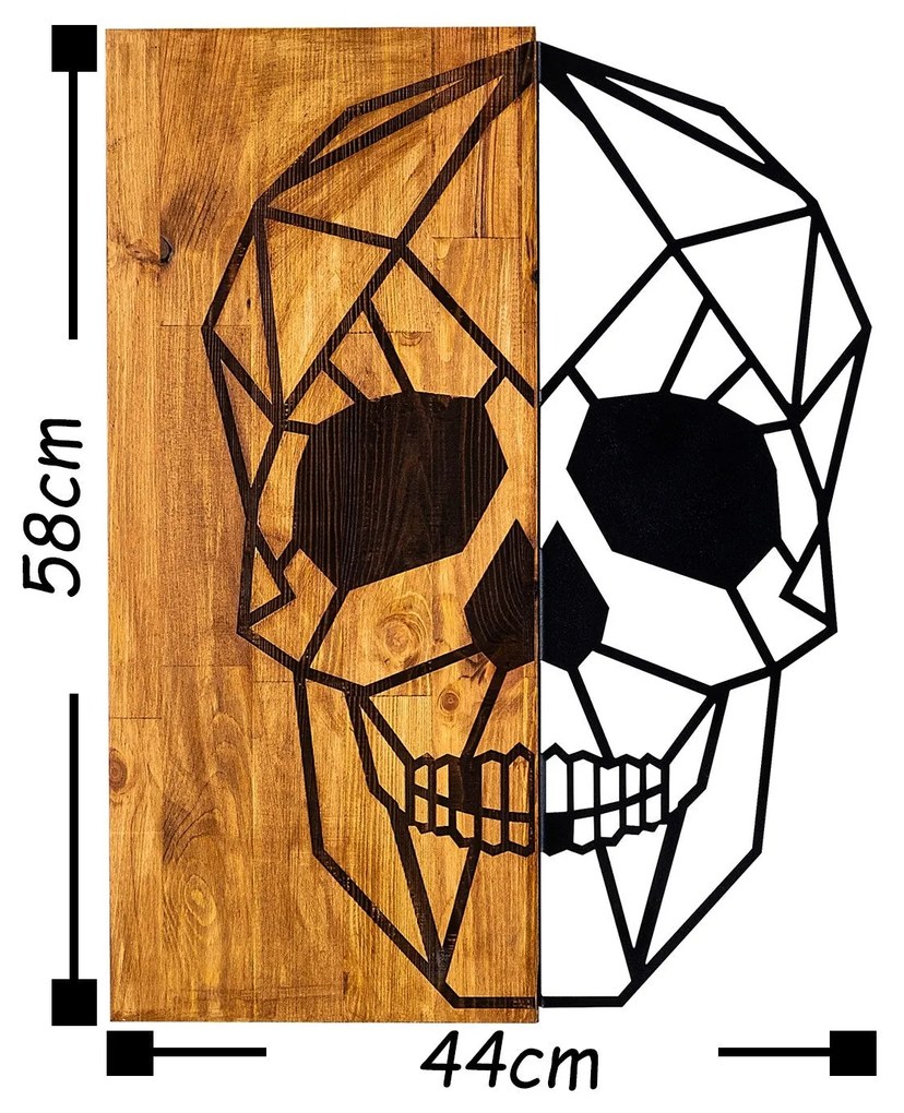 Acessório Decorativo de Parede Skull – Nogueira/Preto – 44 x 58 cm