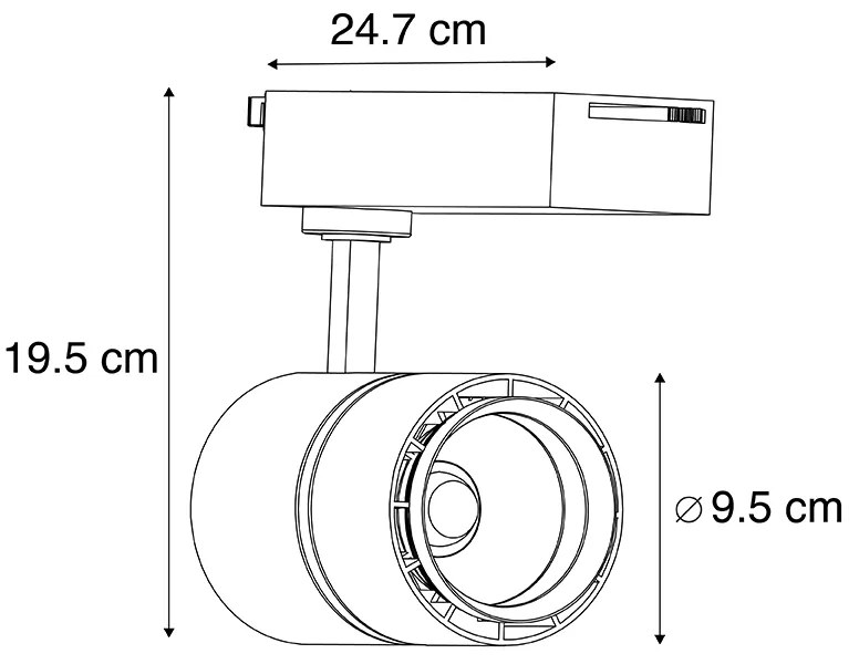 Foco de trilho moderno regulável trifásico preto c/ LED 3000K - Ruler 38 Moderno