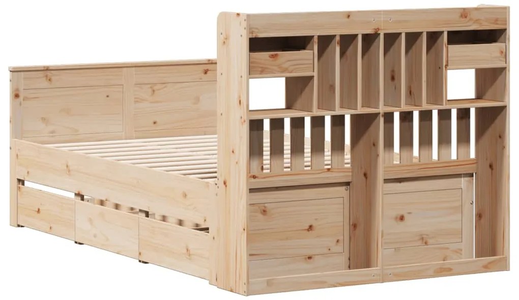Cama com estante sem colchão 135x190 cm pinho maciço