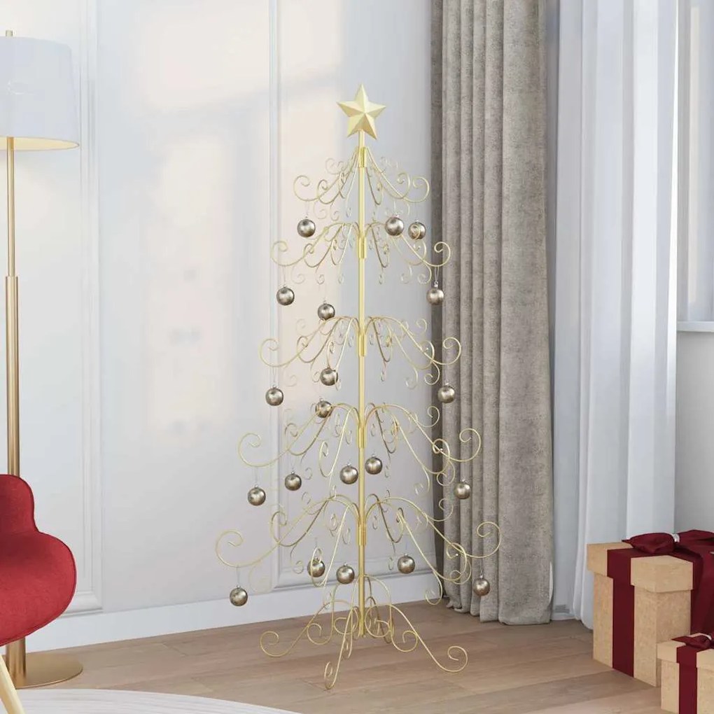 vidaXL Árvore de Natal de metal Ouro 150 cm Aço com Revestimento em Pó