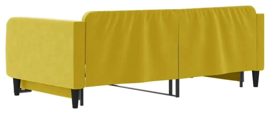 Sofá-cama com gavetão 100x200 cm veludo amarelo