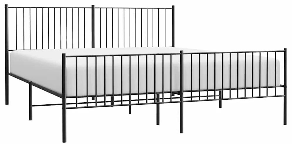 Estrutura de cama com cabeceira e pés 193x203 cm metal preto