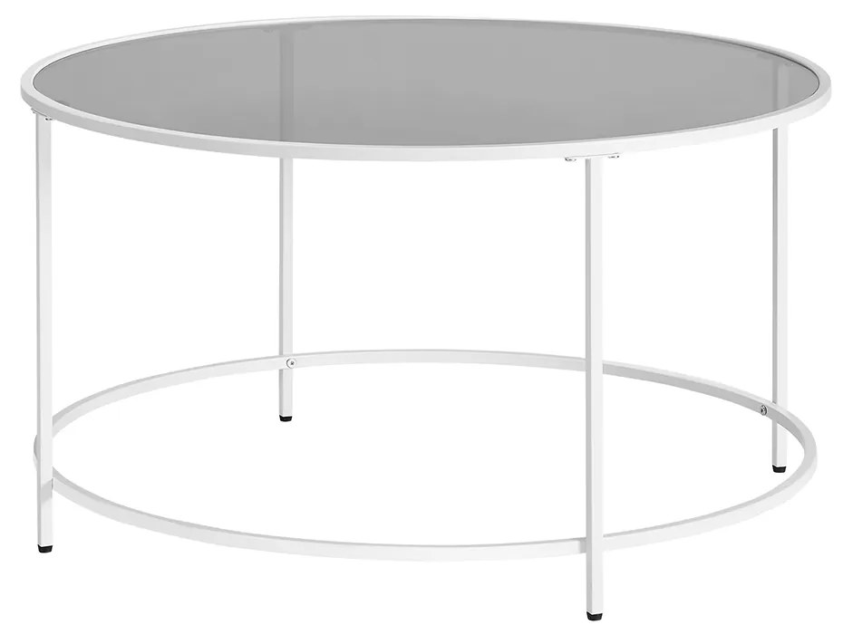 Mesa de centro redonda 84 x 45,5 cm com estrutura de aço branco pérola cinzento ardósia