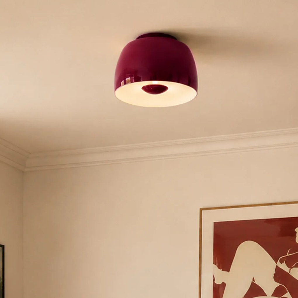 Plafon Retro Vermelho com Interior Branco Incl. LED Dimerizável em 3 Níveis - Vera