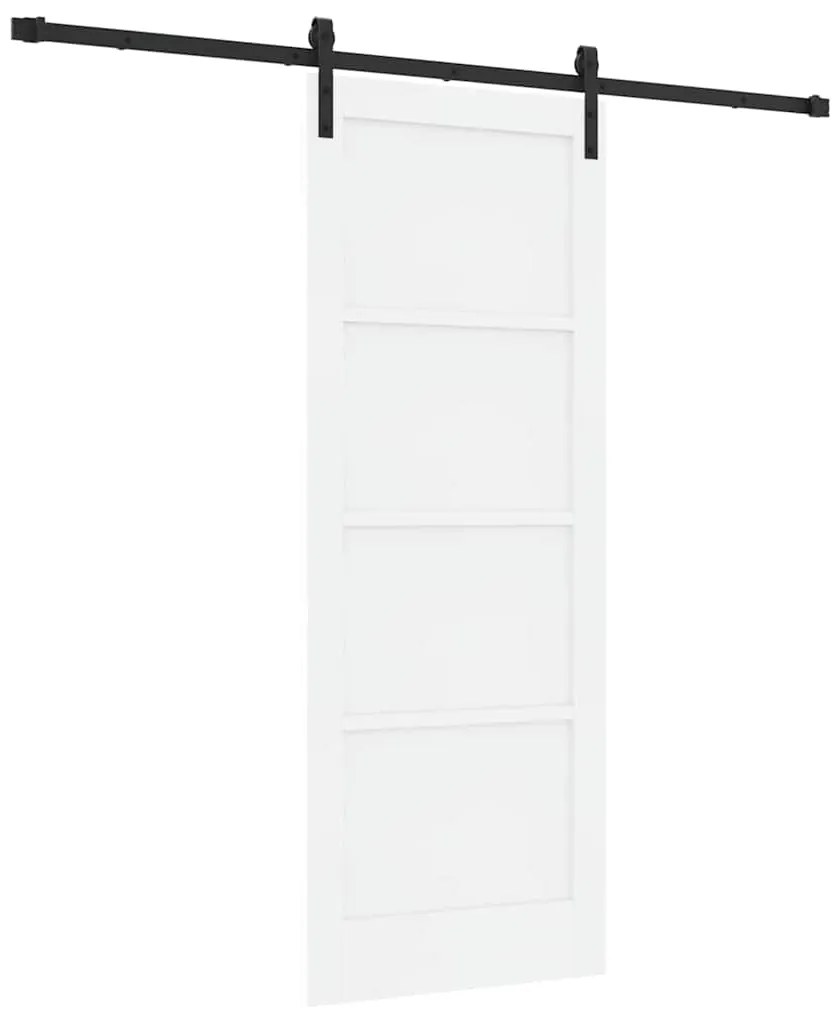Porta Deslizante vidaXL com Acessórios Branca 78x202 cm Madeira Sólida