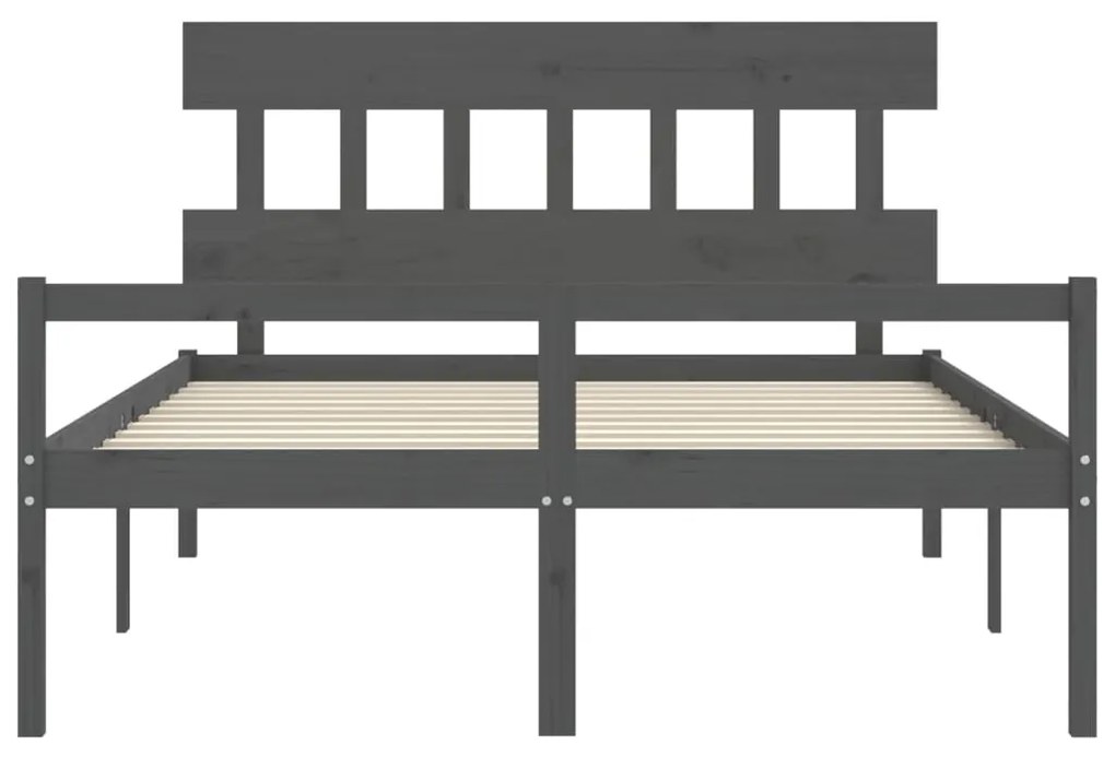 Cama para idosos king size com cabeceira madeira maciça cinza