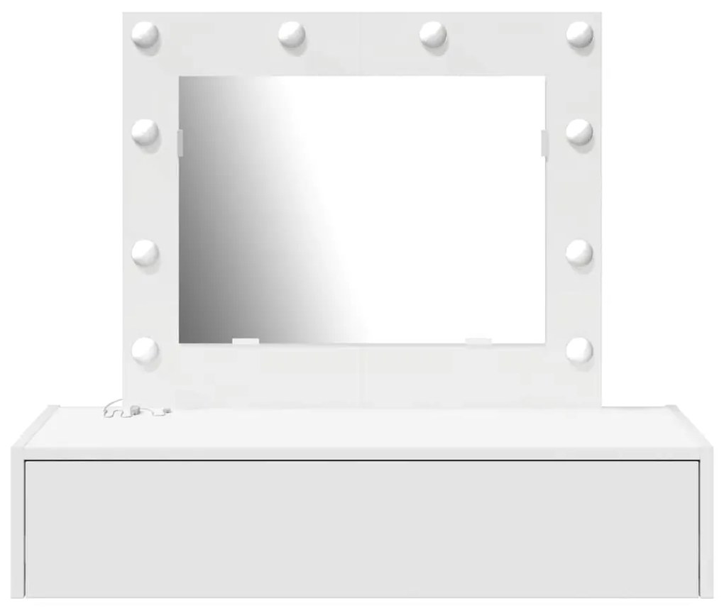 Mesa de Maquiagem Suspensa com Luzes LED - Branca