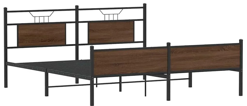 Estrutura cama sem colchão 160x200 cm metal carvalho castanho