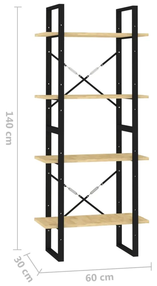 Estante com 4 prateleiras 60x30x140 cm pinho maciço