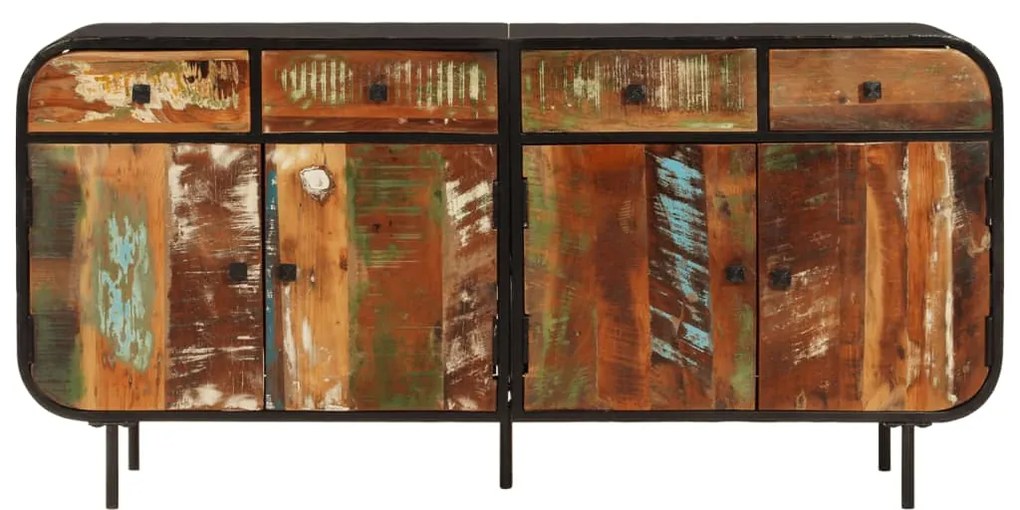 Aparador 140x35x70 cm madeira recuperada maciça e metal
