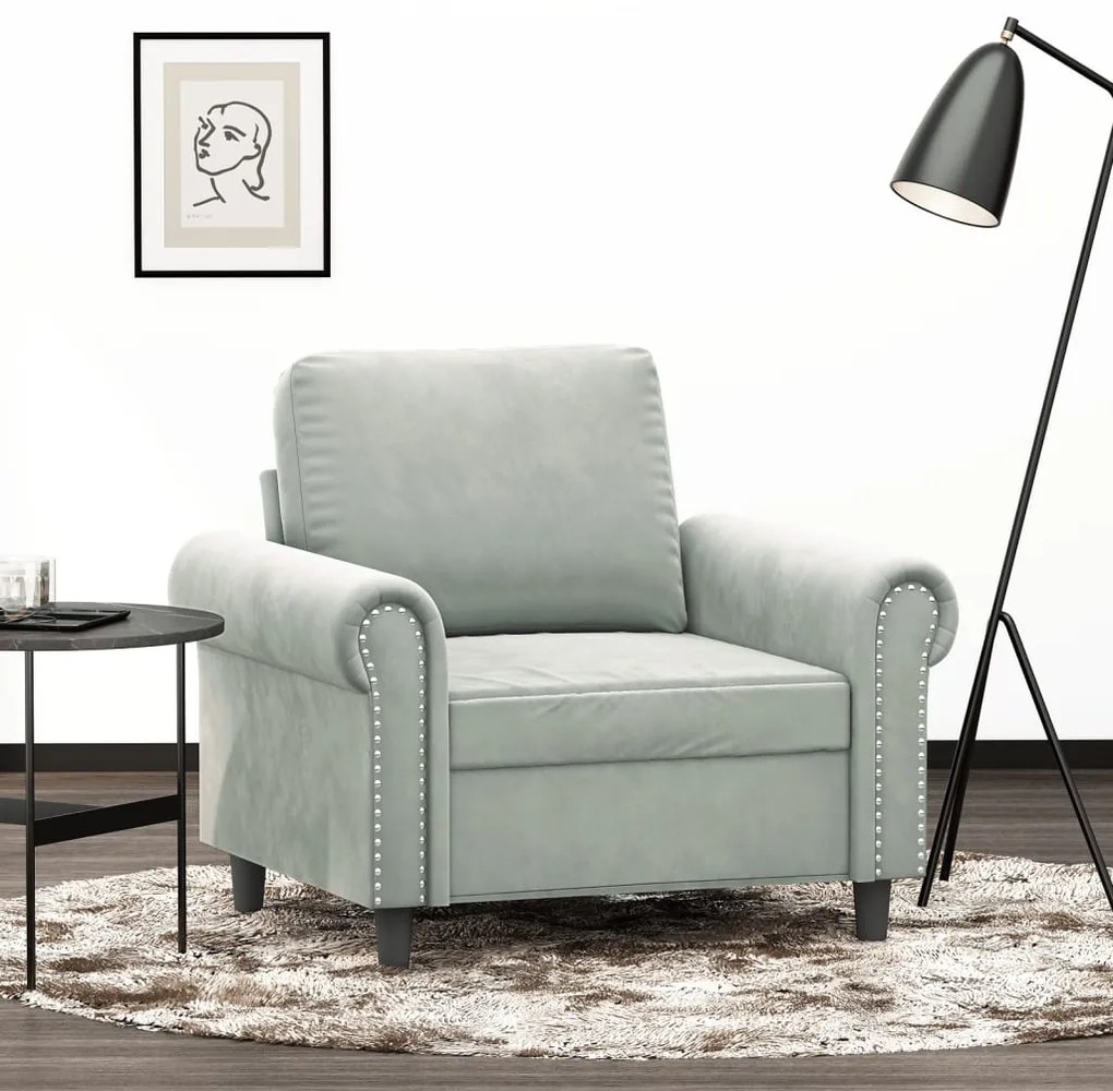 vidaXL Poltrona 60 cm veludo cinzento-claro