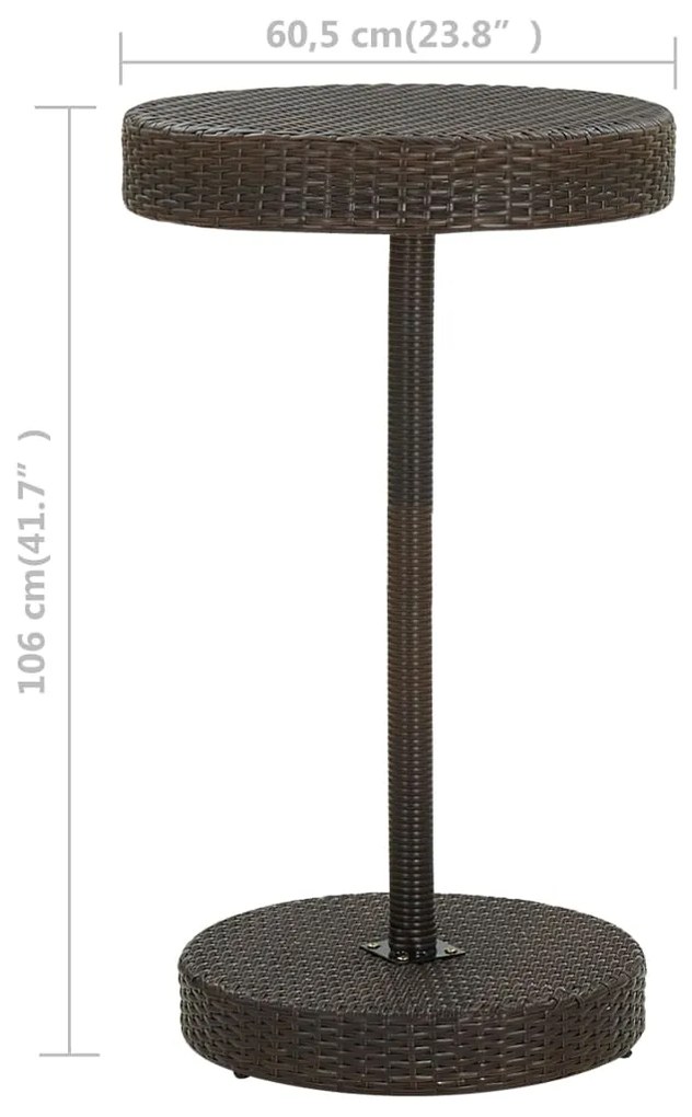 Mesa de jardim 60,5x106 cm vime PE castanho