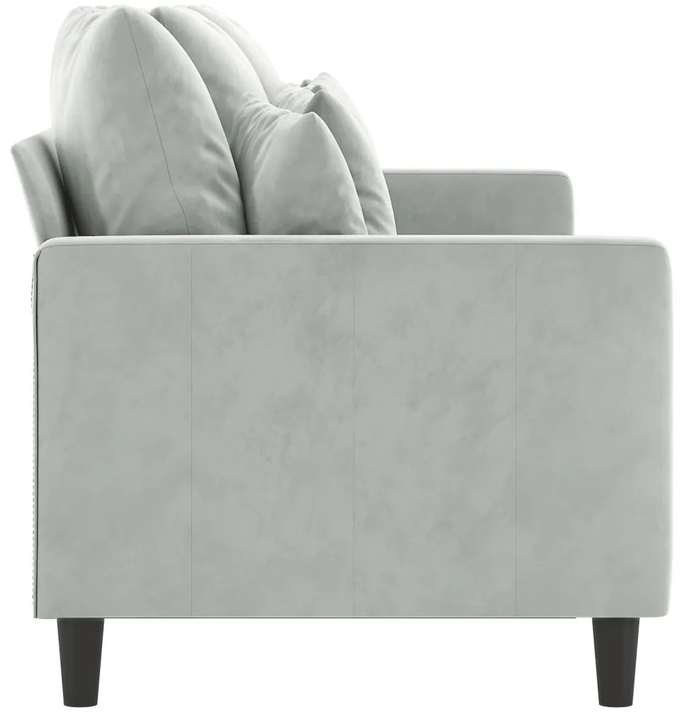 Sofá de 3 lugares 180 cm veludo cinzento-claro