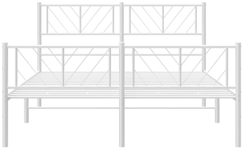 Estrutura de cama com cabeceira e pés 120x190 cm metal branco