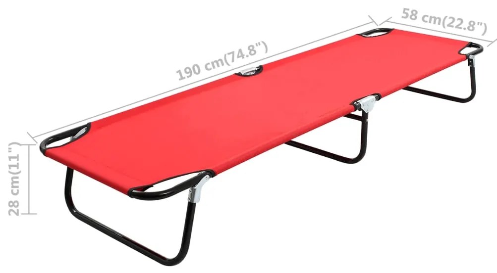 Espreguiçadeira/cama dobrável aço vermelho