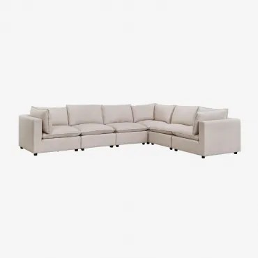 Sofá Modular De 6 Peças Daniela Tecido Creme Bege - Sklum