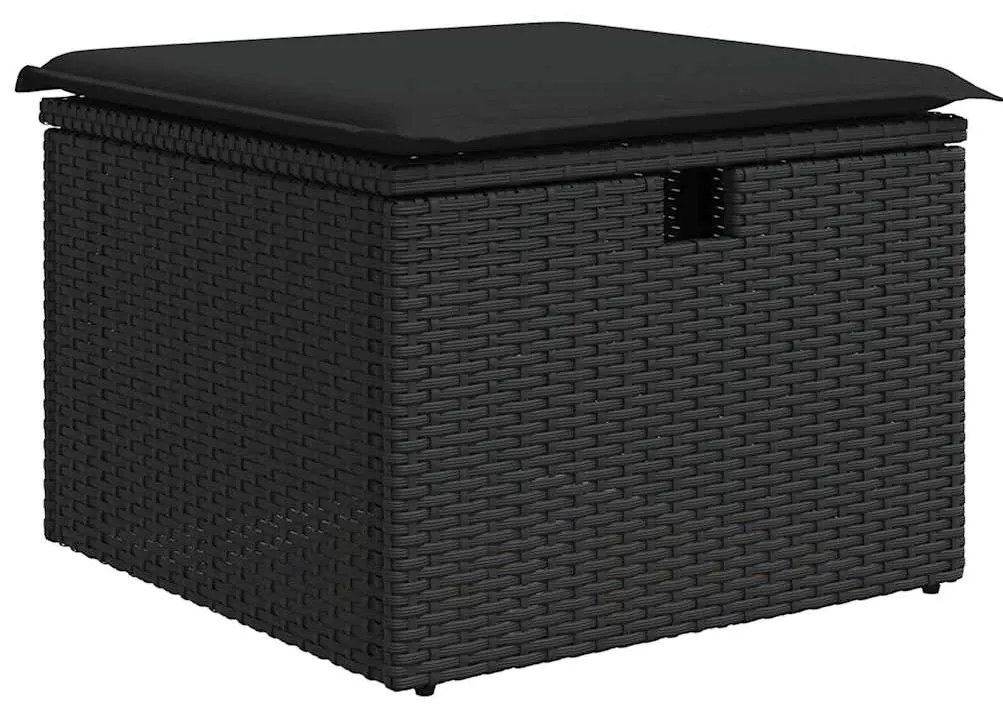 Conjunto de Sofá de Jardim 7 Peças com Almofadas Pretas em Rattan Sint