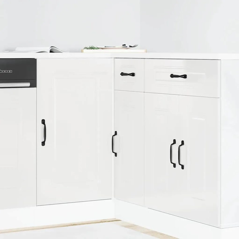 Armário de cozinha baixo Kalmar branco alto brilho