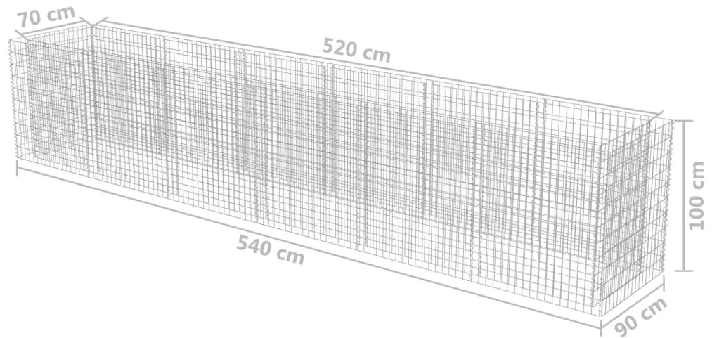 Canteiro elevado/cesto gabião 540x90x100 cm aço galvanizado