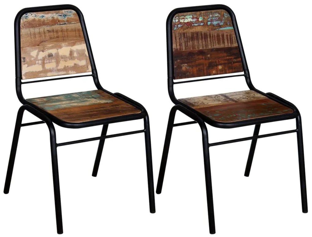 244246 vidaXL Cadeiras de jantar 2 pcs madeira recuperada maciça