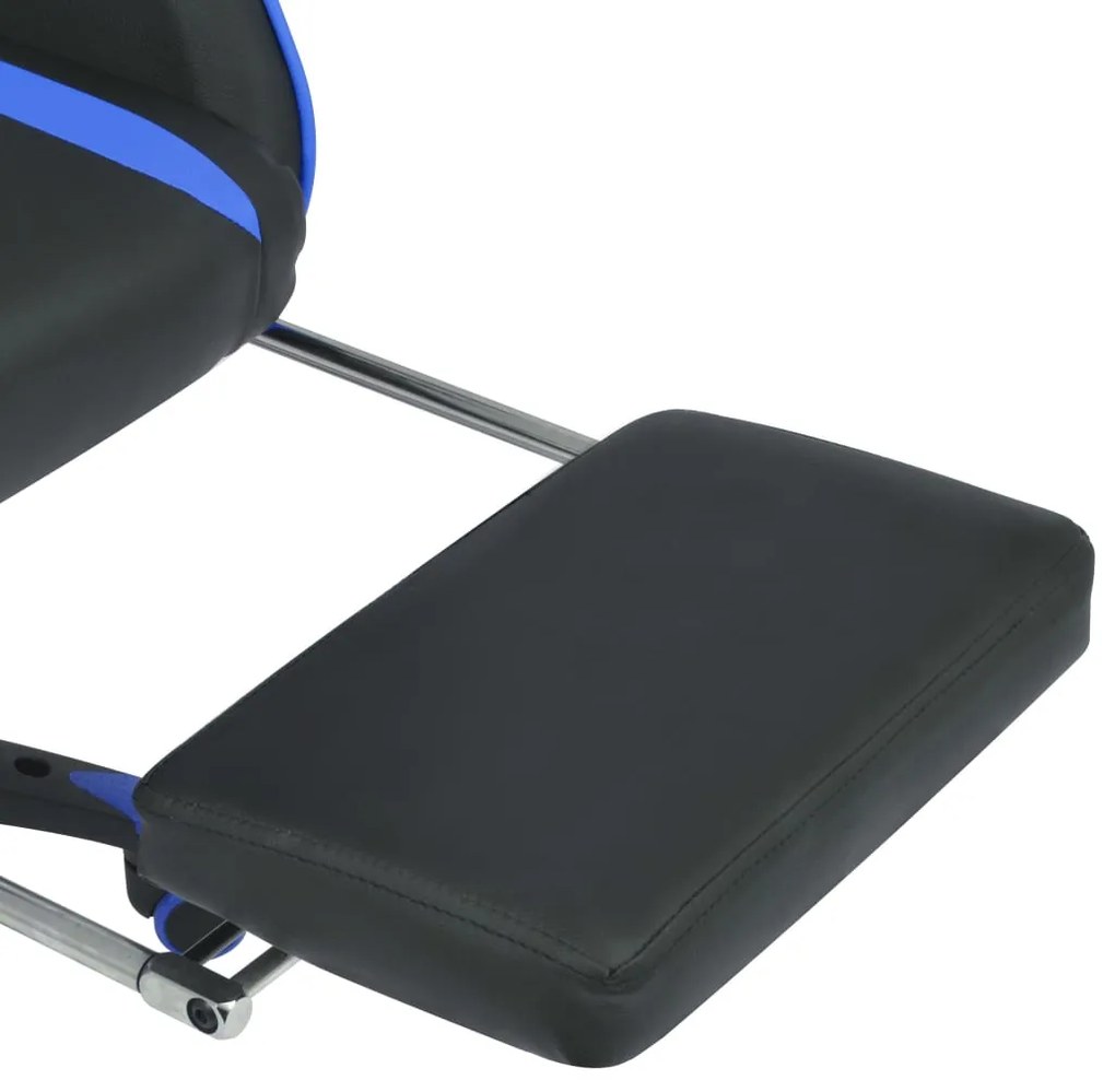 Cadeira escritório reclinável estilo corrida c/ apoio pés azul