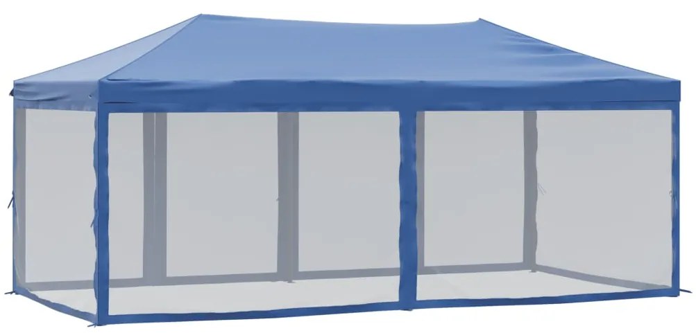 Tenda para festas dobrável com paredes laterais 3x6 m azul