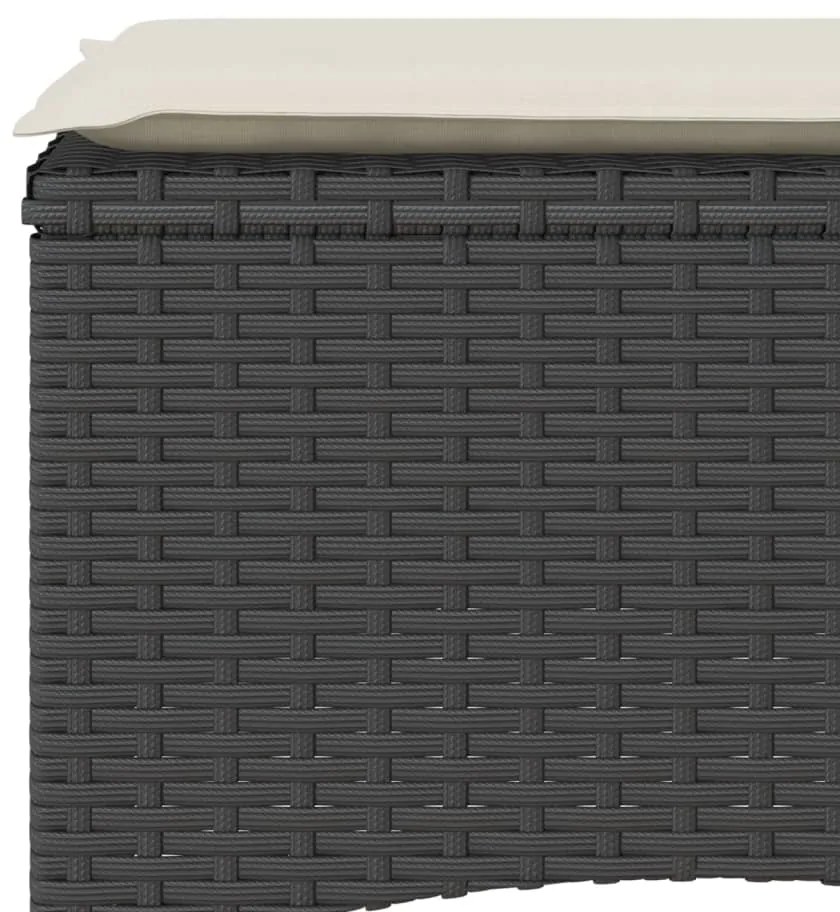 Sofá de jardim de 2 lugares com mesa e bancos vime PE preto