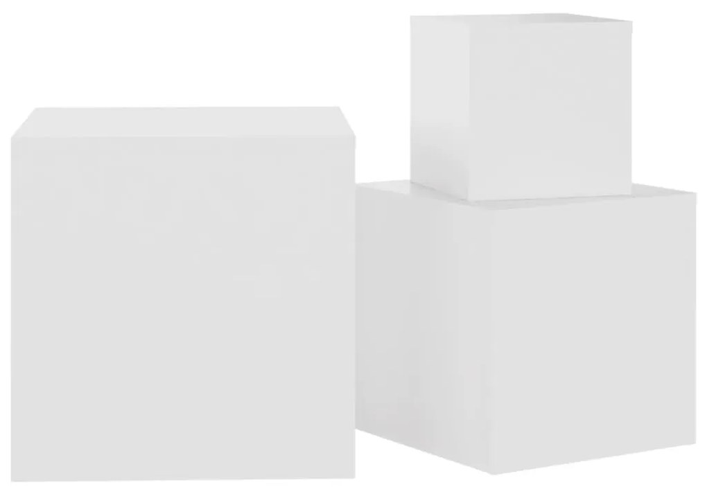 Mesas de apoio 3 pcs derivados de madeira branco